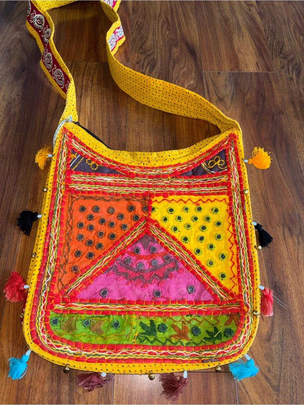 Multicolor Embroidered Boho Crossbody Bag